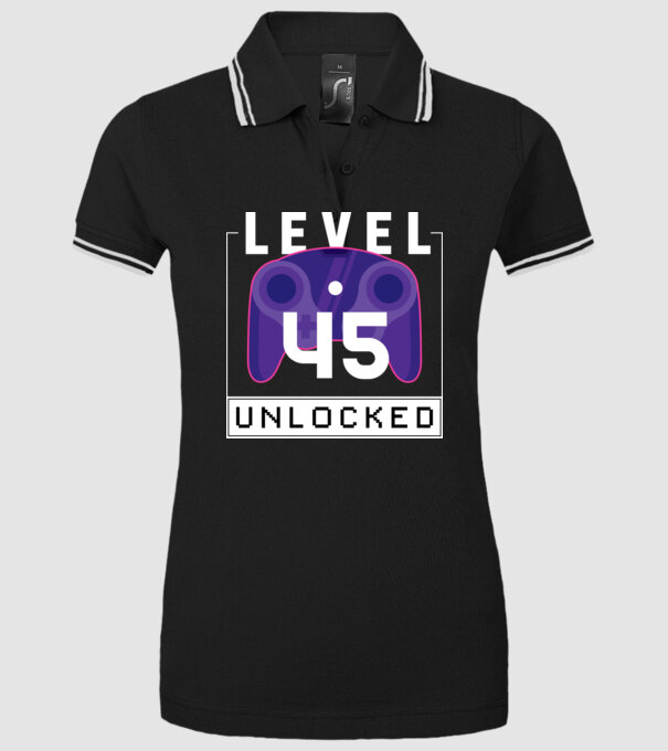 Level 45 Unlocked Gamer Birthday model negru pe tricou