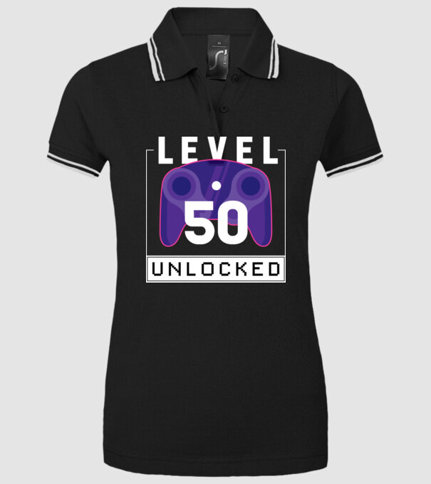 Level 50 Unlocked Gamer Birthday model negru pe tricou