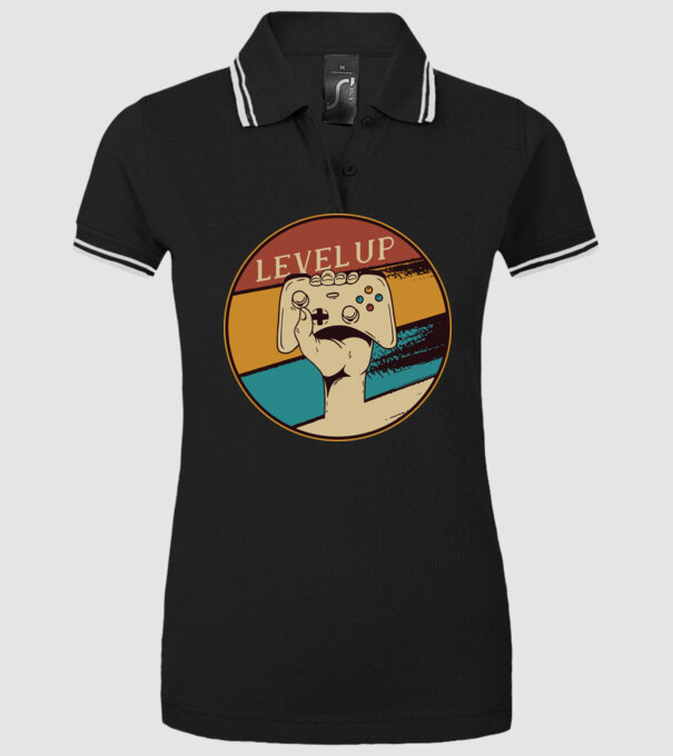 Level up - Trecere nivel Gamer model negru pe tricou