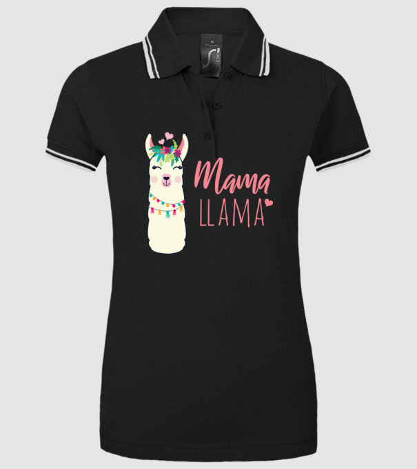 Mama Llama model negru pe tricou