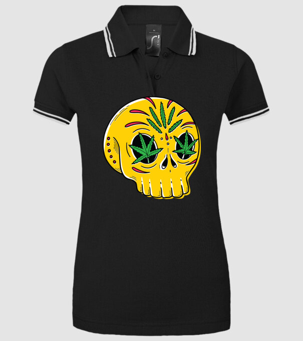 Marijuana Craniu model negru pe tricou