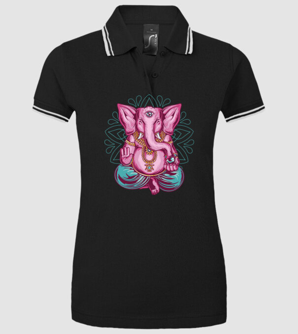 Elefant făcând meditație Dharma model negru pe tricou