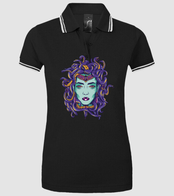 Cap de meduză model negru pe tricou