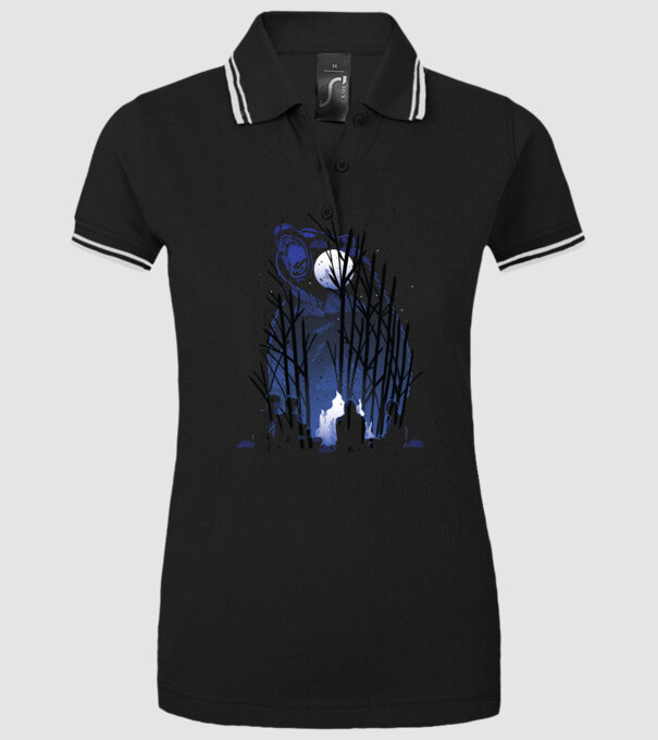 Urs în pădure noaptea model negru pe tricou