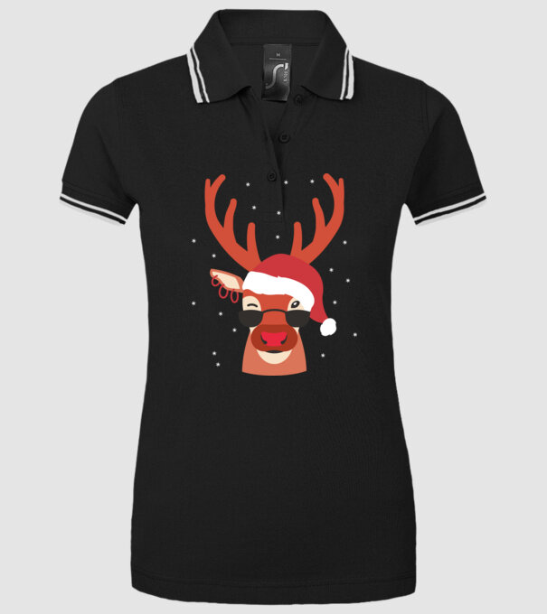 Ren cool de Crăciun model negru pe tricou