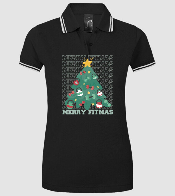 Merry Fitmas Fitmas Pom de Crăciun Fitness model negru pe tricou