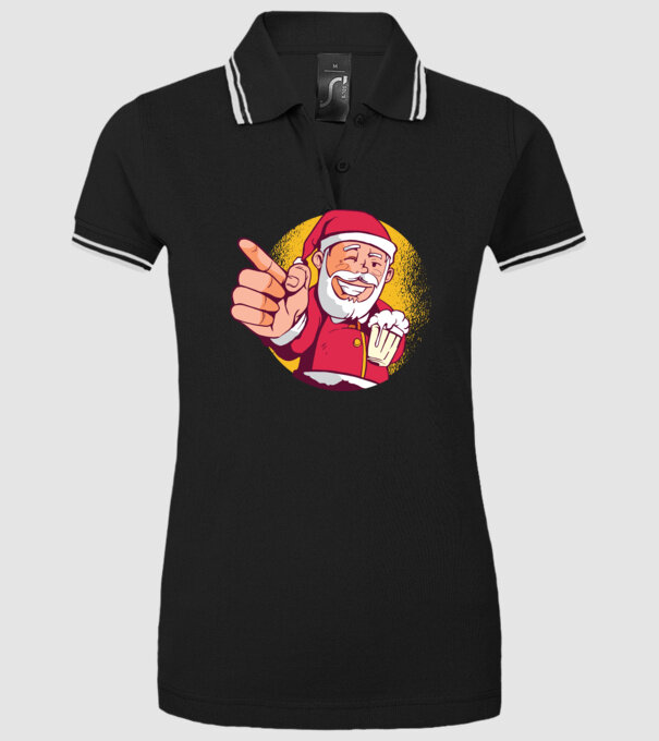 Moș Crăciun cu bere tricou model negru pe tricou