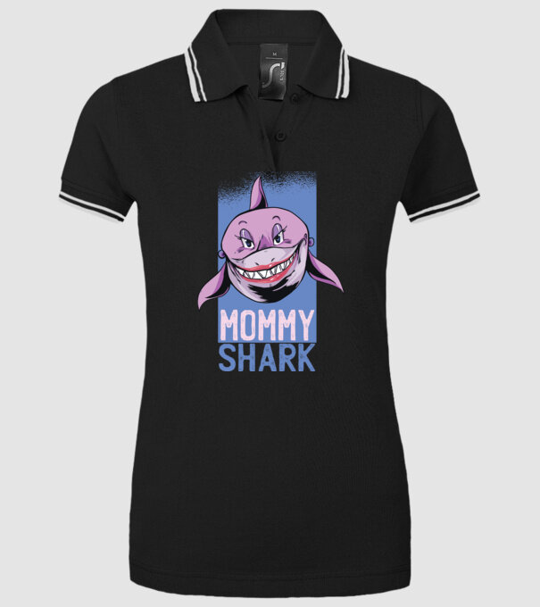 Mommy Shark tricou pentru mama model negru pe tricou