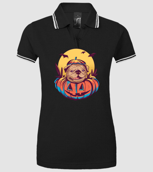 Mops Halloween model negru pe tricou