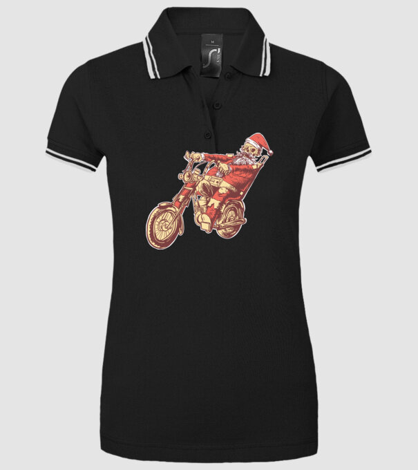 Moș Crăciun Motociclist model negru pe tricou