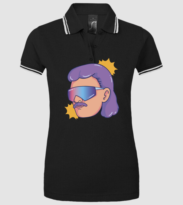 Cap Mullet Retro model negru pe tricou