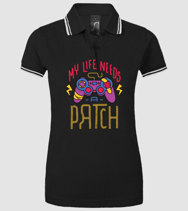 My life needs a patch Gamer model negru pe tricou