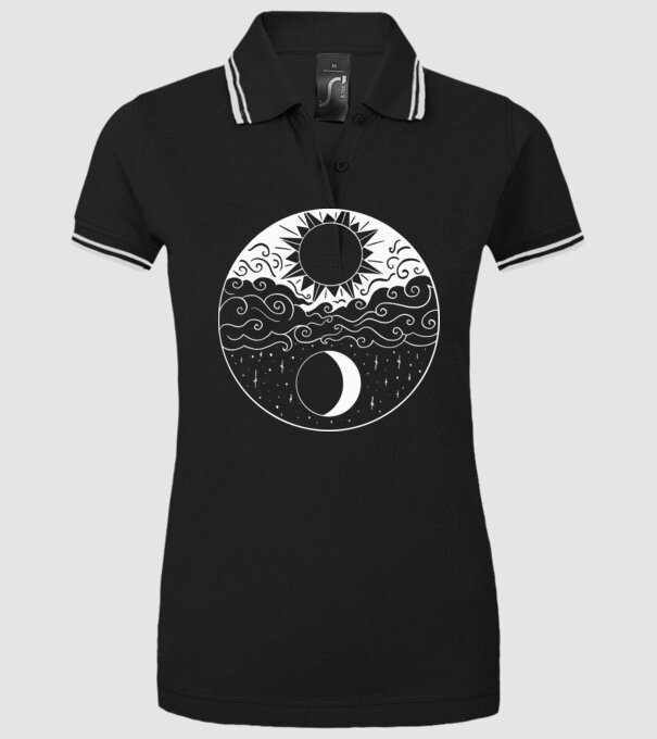 Soare și Lună Jin Jang model negru pe tricou