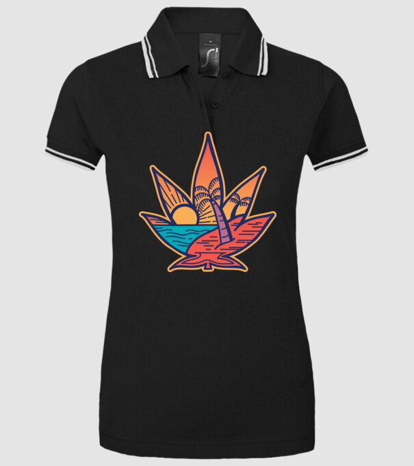 Apus de soare Frunză de marijuana model negru pe tricou