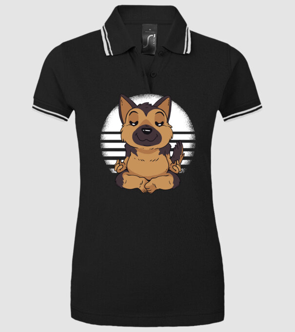 Tricou drăguț ciobănesc german yoga model negru pe tricou