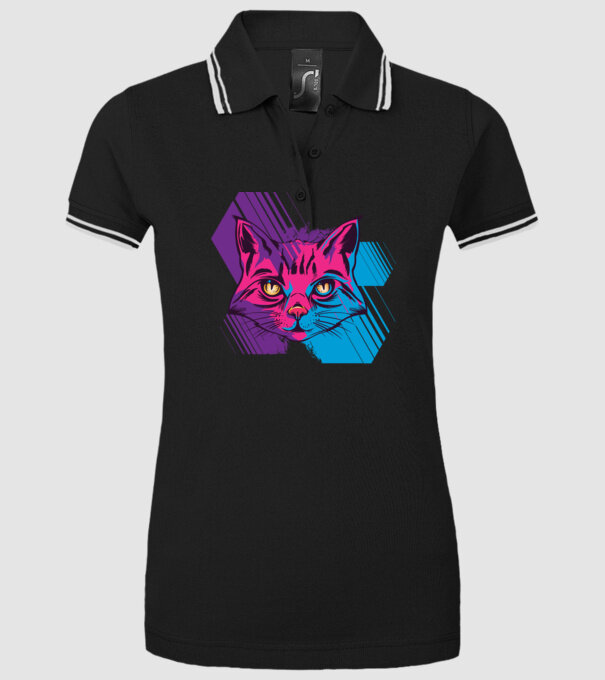 Pisică Neon model negru pe tricou