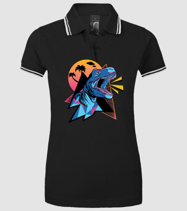 Tricou Neon dinozaur retro model negru pe tricou