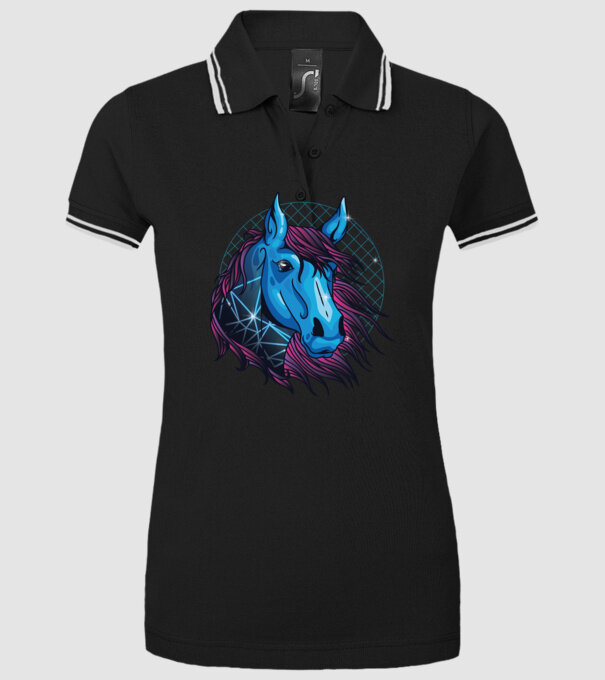 Cal neon pentru călăreți model negru pe tricou