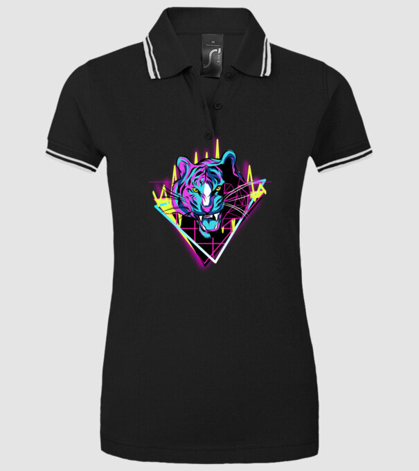 Tigru Neon anii 80 retro model negru pe tricou