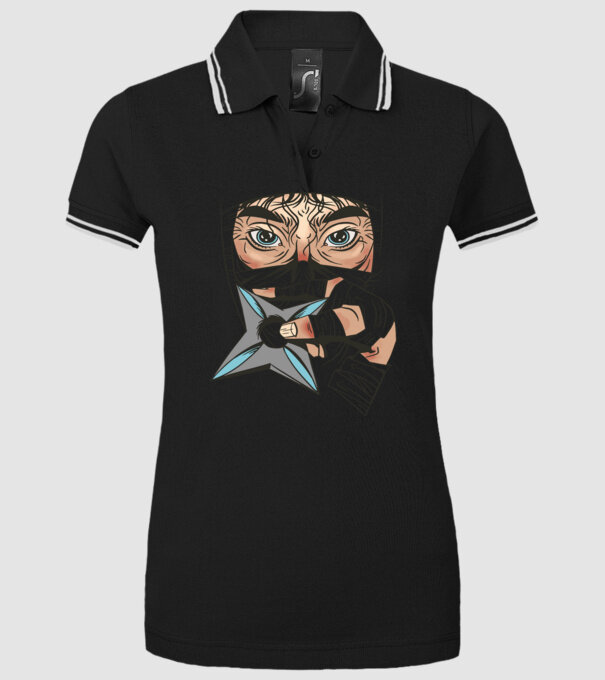 Cap de ninja model negru pe tricou