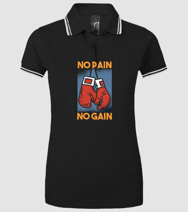 No pain no gain box model negru pe tricou