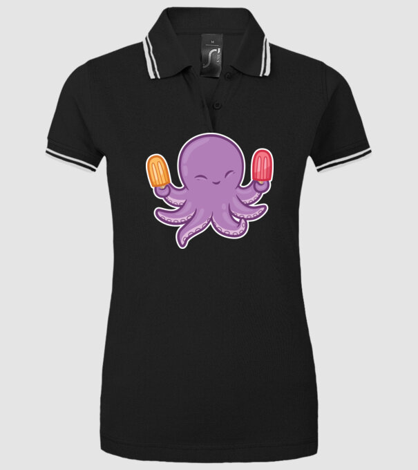 Înghețată Caracatiță Octopus model negru pe tricou