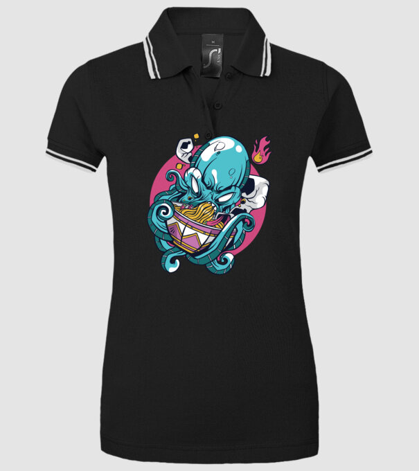 Octopus Ramen model negru pe tricou