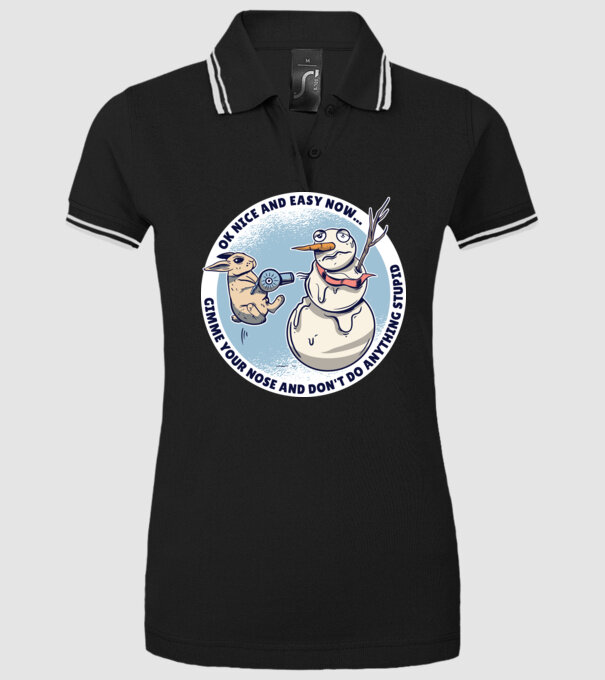 Ok nice and easy now... Iepurașul terorizează omul de zăpadă tricou amuzant model negru pe tricou