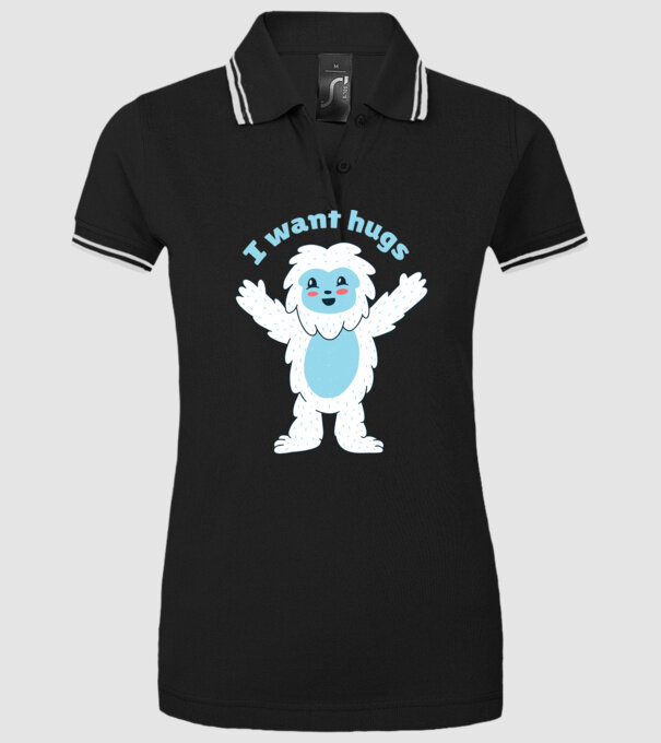 Vreau o îmbrățișare Yeti drăguț model negru pe tricou