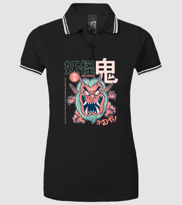 Oni Yokai Anime model negru pe tricou