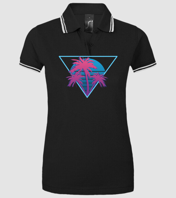 Copaci de palmier Retro Neon model negru pe tricou