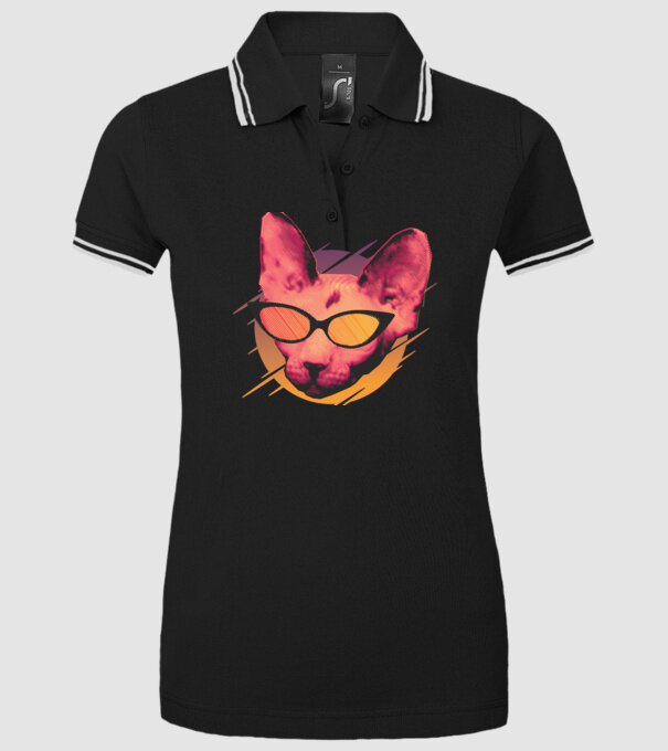 Pisică Petrecere model negru pe tricou