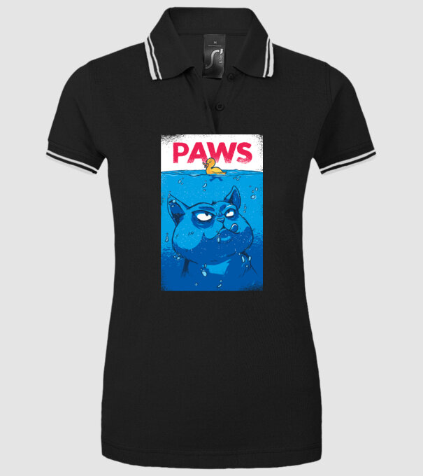 Paws Pisică la atac model negru pe tricou