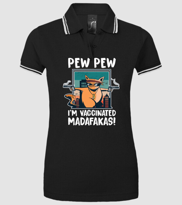Pew Pew Pew Sunt vaccinat Madafakas model negru pe tricou