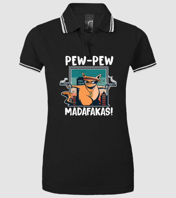 Pew Pew Pew Madafakas Pisică model negru pe tricou