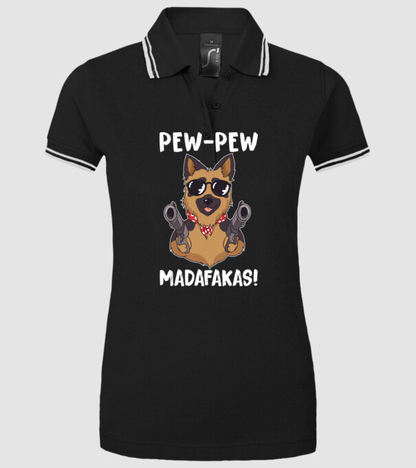 Pew Pew Pew Madafakas Ciobănesc german model negru pe tricou