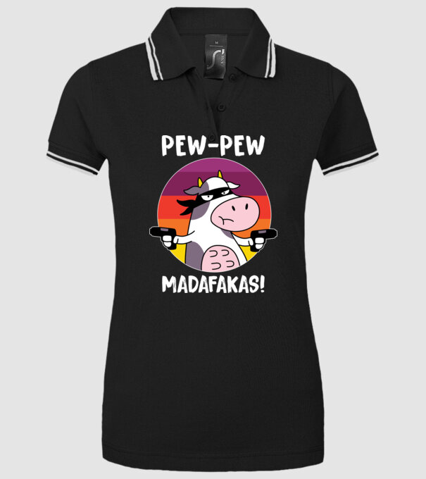 Pew Pew Pew Madafakas Vacă model negru pe tricou