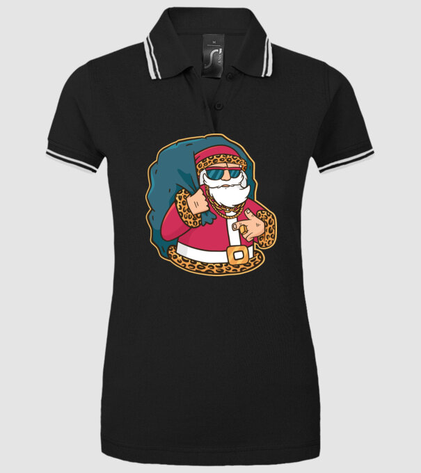 Moș Crăciun Pimp model negru pe tricou