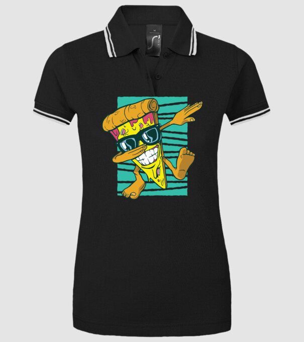 Felie de pizza DAB model negru pe tricou