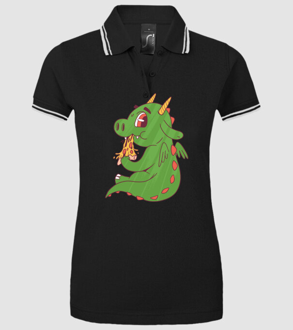 Pizza Dino model negru pe tricou
