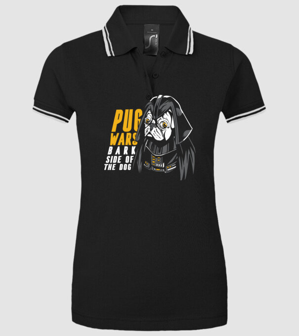 Pug Wars Mops model negru pe tricou