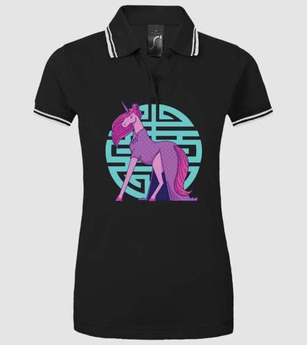 Qipao unicorn model negru pe tricou