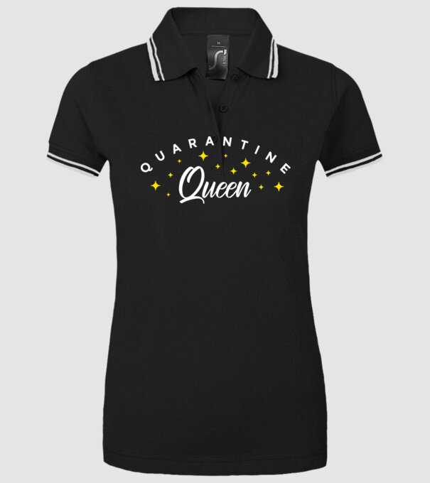 Quarantine queen model negru pe tricou