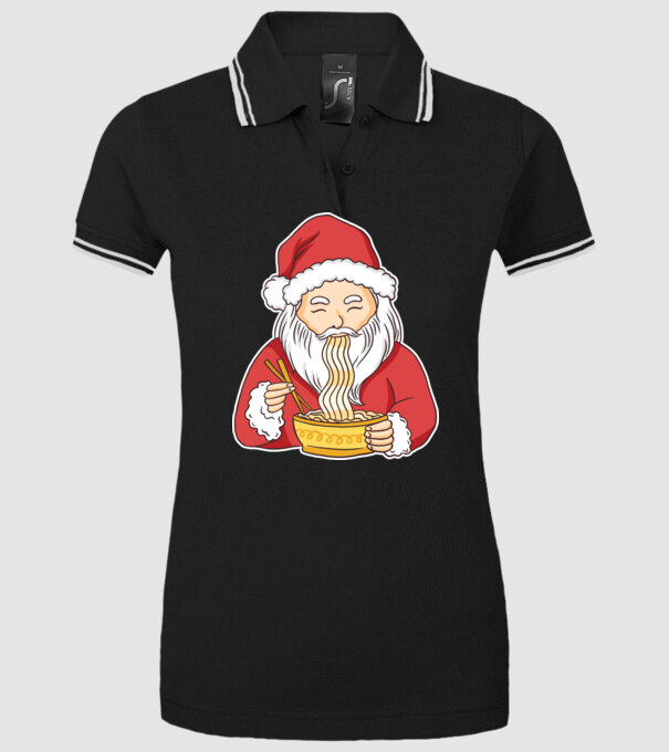 Moș Crăciun Ramen model negru pe tricou
