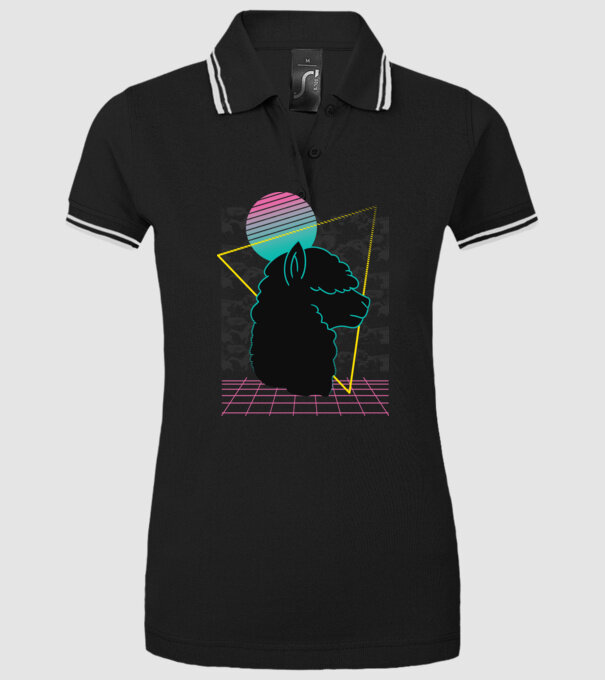 Retro Alpaka model negru pe tricou