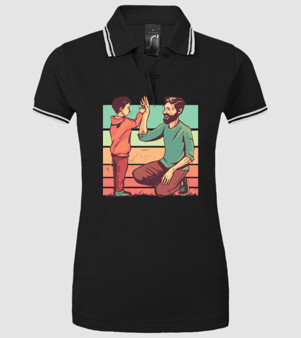Tată și fiu retro model negru pe tricou