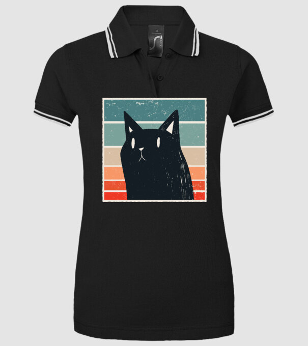 Pisică retro model negru pe tricou