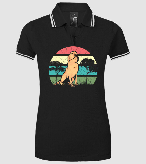 Golden Retriever retro model negru pe tricou