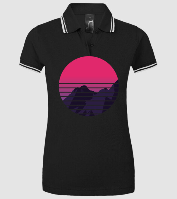 Retro Munte model negru pe tricou