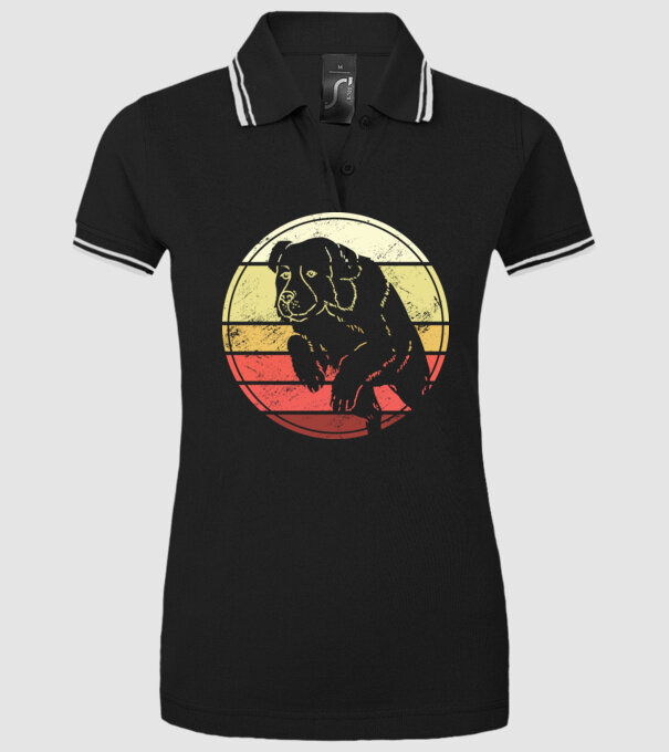 Câine Retro Landseer model negru pe tricou